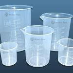 Widely Pure Transparent Plastic Measuring Beaker Set Combo 1000,500,250,100,50ml for Laboratory and 3PCS Plastic funnels for Laboratory and Kitchen use funnels Set All Purpose Funnels