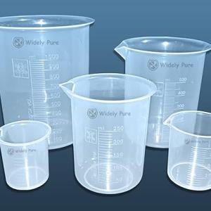 Widely Pure Transparent Plastic Measuring Beaker Set Combo 1000,500,250,100,50ml for Laboratory and 3PCS Plastic funnels for Laboratory and Kitchen use funnels Set All Purpose Funnels