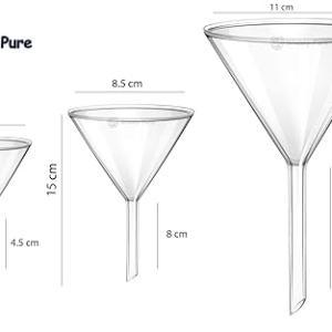Widely Pure Transparent Plastic Measuring Beaker Set Combo 1000,500,250,100,50ml for Laboratory and 3PCS Plastic funnels for Laboratory and Kitchen use funnels Set All Purpose Funnels